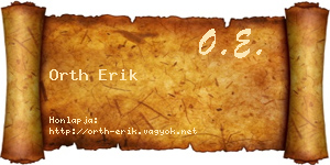 Orth Erik névjegykártya